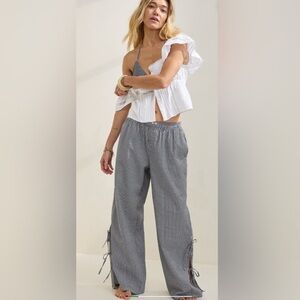 AERIE seersucker gingham trouser PJ with side ties